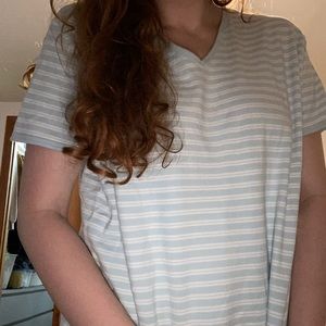 Blue and White Striped Top